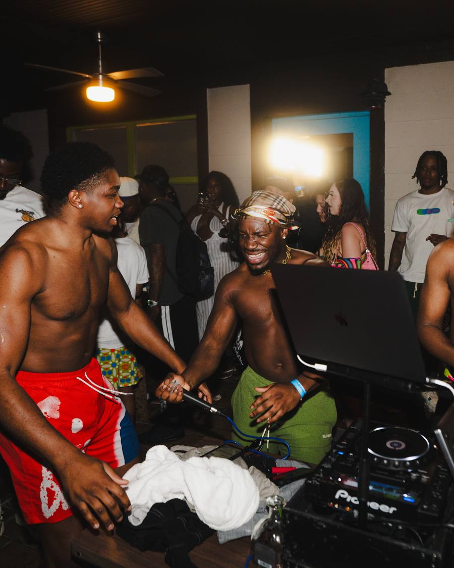 DJ booth laughs