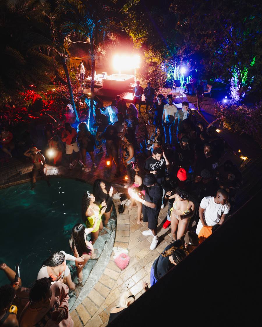 Pool party with stage lighting