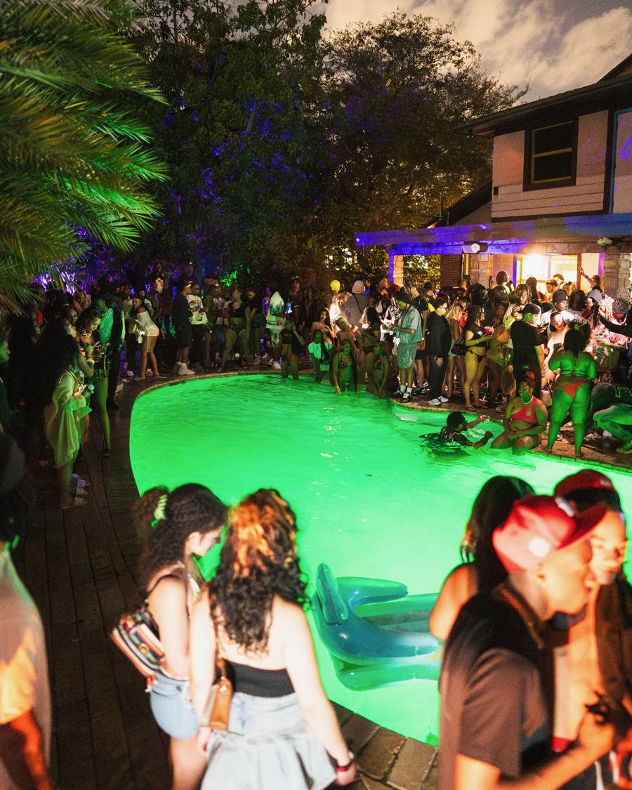 Packed night pool party