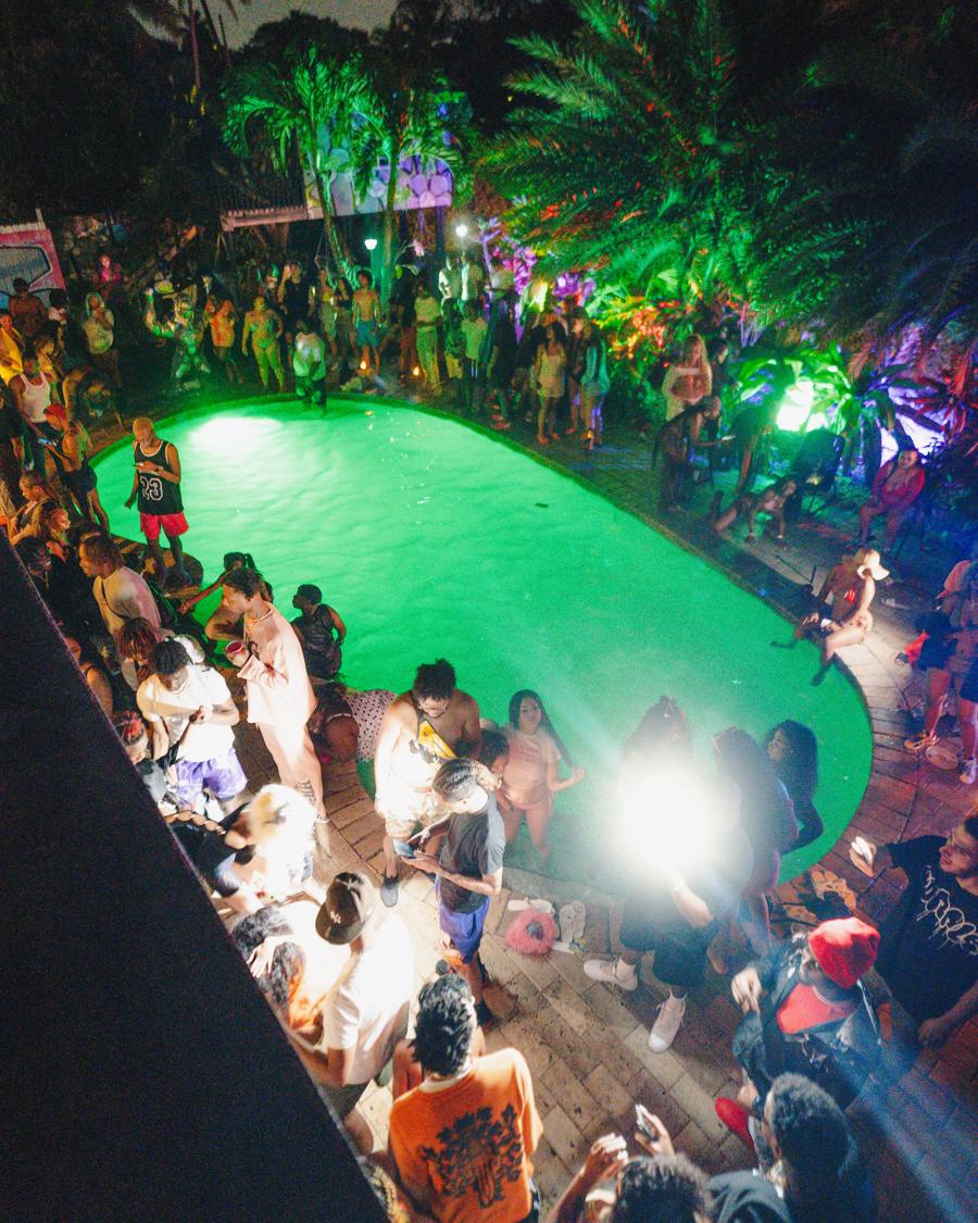 Mansion pool party crowd