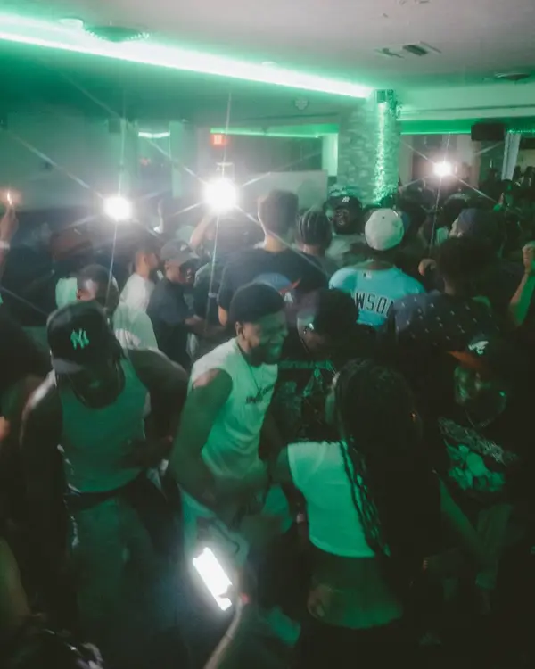 Crowd dancing with lights