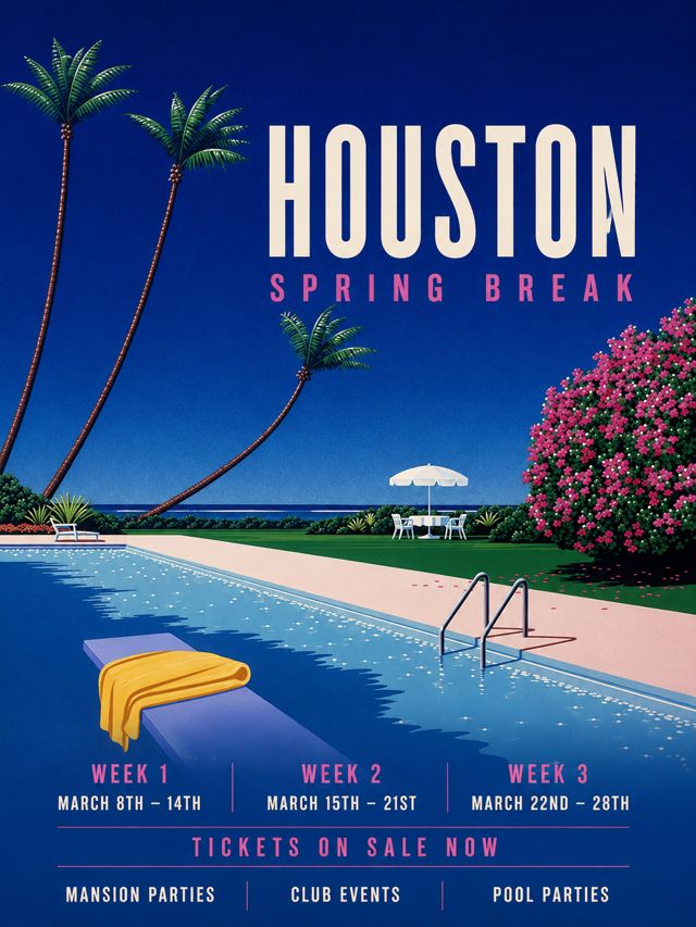 Houston Spring Break 2027 — pool poster